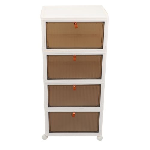 Folding Shoes Storage Box 4 Layers Transparent Large Capacity Foldable Shoe Rack Organizer with Wheels