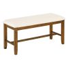 TREXM 6-Piece Kitchen Dining Table Set Wooden Rectangular Dining Table, 4 Fabric Chairs and Bench Family Furniture (Natural Cherry)