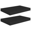 Floating Wall Shelves 2 pcs Black 15.7"x9.1"x1.5" MDF