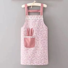 1pc Polyester Cotton Apron, Cute Rabbit Ears Apron, Adjustable Strap And Large Pockets Apron, Kitchen Cooking Baking Bib Apron, Chef Apron (Color: Grey)