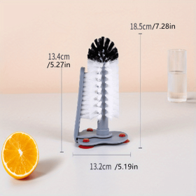 1pc Cup Scrubber Glass Cleaner Bottles Brush Sink Kitchen Accessories 2 In 1 Drink Mug Wine Suction Cup Cleaning Brush Gadgets (Color: Default)