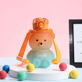 1pc Bear Cute Water Cup, Summer Plastic Cup, Portable Straw Cup, Large-capacity Water Bottle With Strap (Color: Purple)