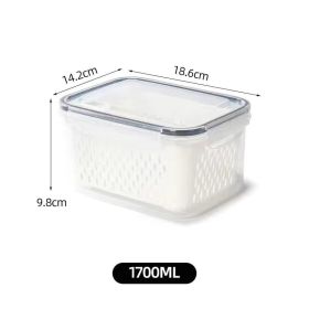 Storage Box Fridge Organizer Fresh Vegetable Fruit Boxes Drain Basket Storage Containers Pantry Kitchen Organizer For Kitchen (Color: 800ML)