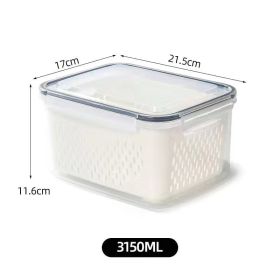 Storage Box Fridge Organizer Fresh Vegetable Fruit Boxes Drain Basket Storage Containers Pantry Kitchen Organizer For Kitchen (Color: White)