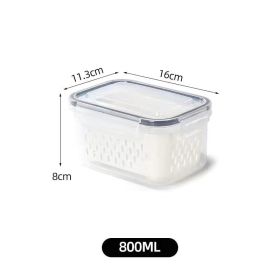 Storage Box Fridge Organizer Fresh Vegetable Fruit Boxes Drain Basket Storage Containers Pantry Kitchen Organizer For Kitchen (Color: 3150ML)