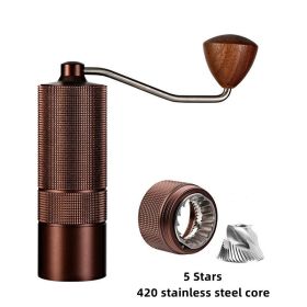 Portable Manual Coffee Bean Grinder High Quality CNC Stainless Precision Steel Core Bean Crusher Kitchen Supplies (Color: gray 5 Stars)