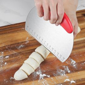 With scale flour dough cutter milk tie sugar not cut dough knife baking tools stainless steel single-sided cut (select: NM506-green)
