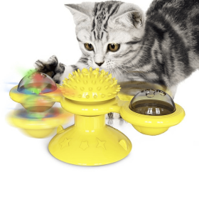 Windmill Cat Toy Interactive Pet Toys for Cats Puzzle Cat Game Toy With Whirligig Turntable for Kitten Brush Teeth Pet Supplies (Color: 6pcs Colorful)