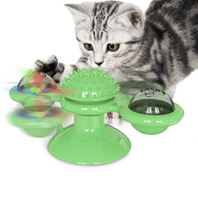 Windmill Cat Toy Interactive Pet Toys for Cats Puzzle Cat Game Toy With Whirligig Turntable for Kitten Brush Teeth Pet Supplies (Color: B)