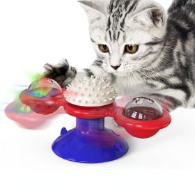 Windmill Cat Toy Interactive Pet Toys for Cats Puzzle Cat Game Toy With Whirligig Turntable for Kitten Brush Teeth Pet Supplies (Color: C)
