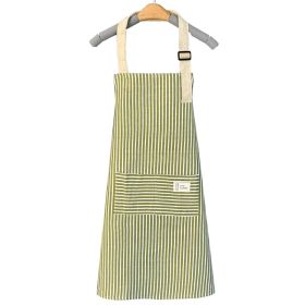 1pc Adjustable Kitchen Cooking Apron Cotton And Linen Machine Washable With 2 Pockets (Color: BLACK)