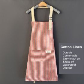 1pc Adjustable Kitchen Cooking Apron Cotton And Linen Machine Washable With 2 Pockets (Color: green)