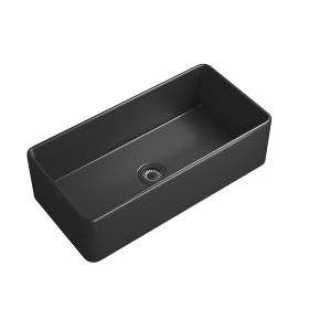 Inch White Farmhouse Sink Deep Apron Sink Undermount Farmhouse Kitchen Sink Single Farm Sink (Color: Black with sheath)