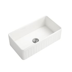 Inch White Farmhouse Sink Deep Apron Sink Undermount Farmhouse Kitchen Sink Single Farm Sink (Color: Default)