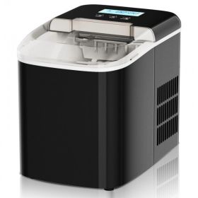26 lbs Countertop LCD Display Ice Maker with Ice Scoop (Color: Red)