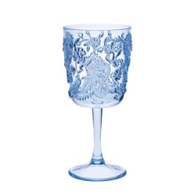 Paisley Plastic Wine Glasses Set of 4 (13oz), BPA Free Acrylic Wine Glass Set, Unbreakable Red Wine Glasses, White Wine Glasses (Color: Matte Black)