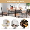 5 Pieces Wood Metal Dining Table Set with 4 Chairs